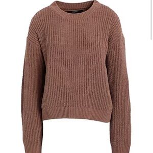NWT Vero Moda Sadie Round Neck Sweater in Fossil Brown, XS